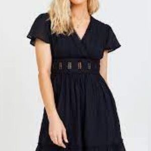 Altar'd State Black V-Neck Smocked Waist Dress. Lined. Side Zipper. EUC. Sz S